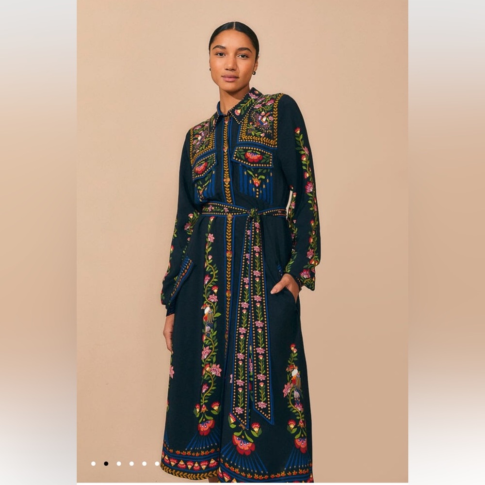 Farm Rio toucan midi dress with belt, size small / US 6. Never worn, NWT